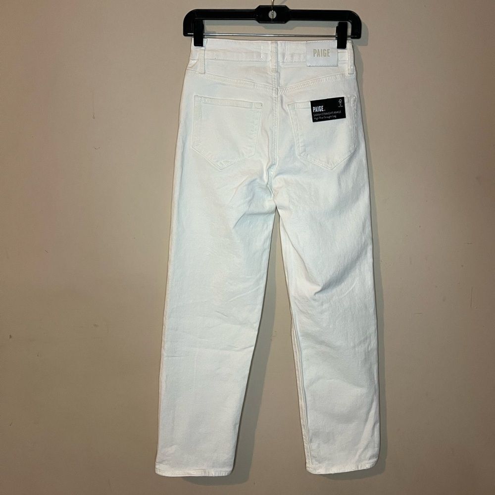Paige Sarah Straight Ankle White Distressed Jeans - Picture 5 of 8